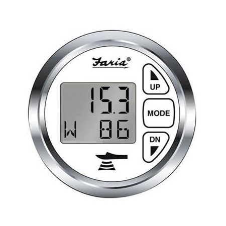Faria Beede Instruments Depth Gauge W/Temp-Wht/Ss, No 13852 13852